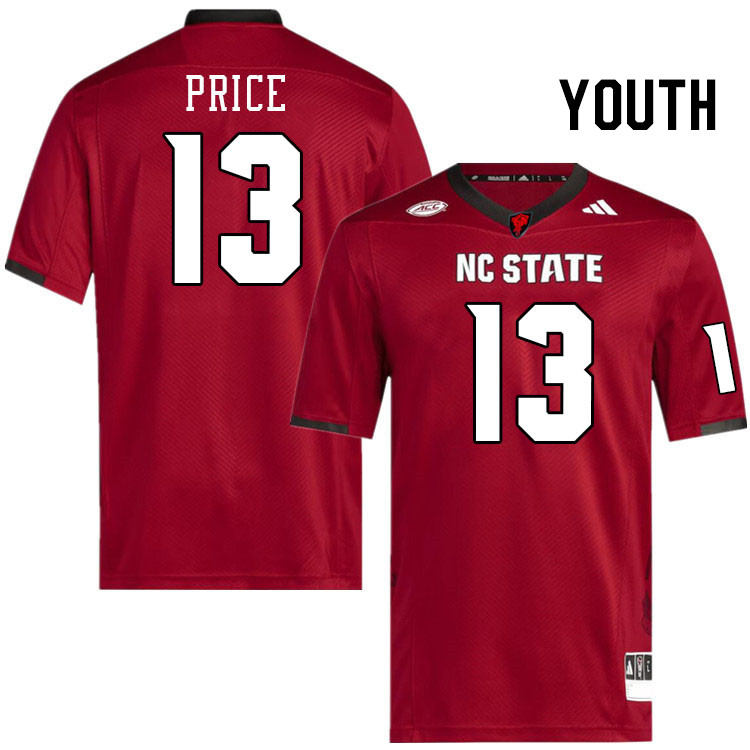 Youth #13 Travali Price NC State Wolfpack College Football Jerseys Stitched-Red